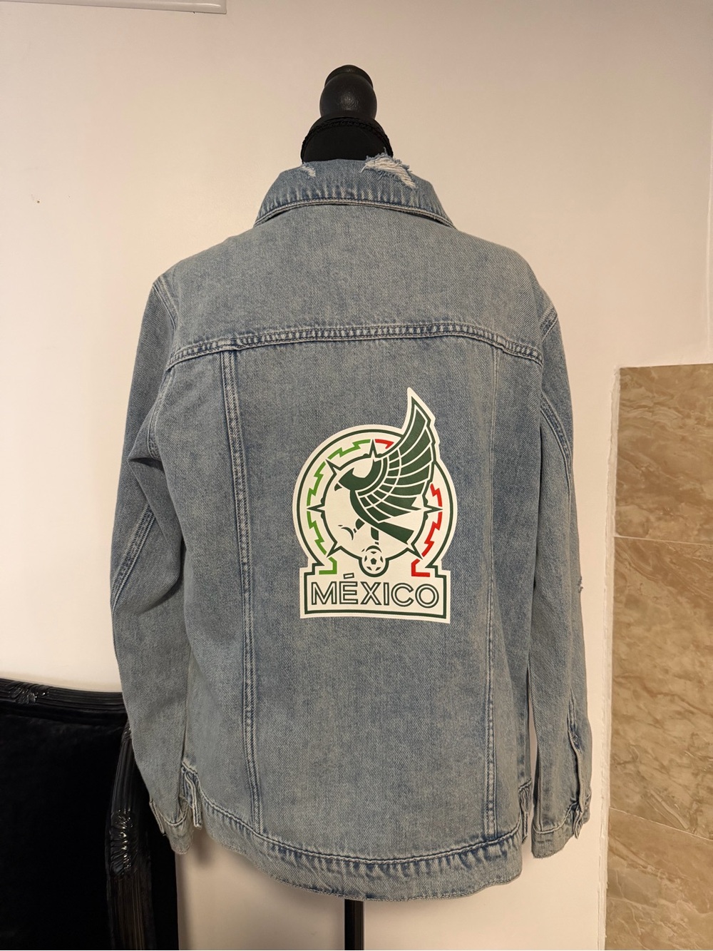 Denim Jacket with Mexico soccer team Emblem Cello Light Blue FIFA 2026